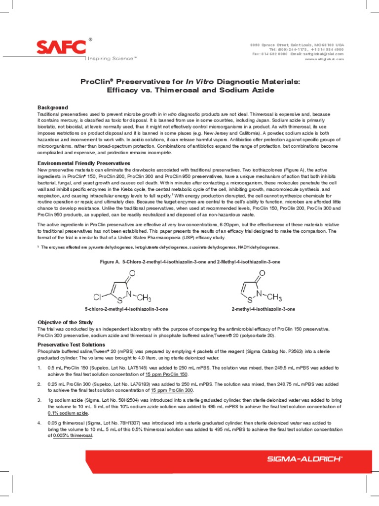 ProClin® Preservatives For in Vitro Diagnostic Materials: Efficacy vs ...