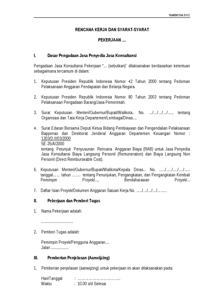 Rencana Kerja Pengadaan Jasa Konsultansi | PDF