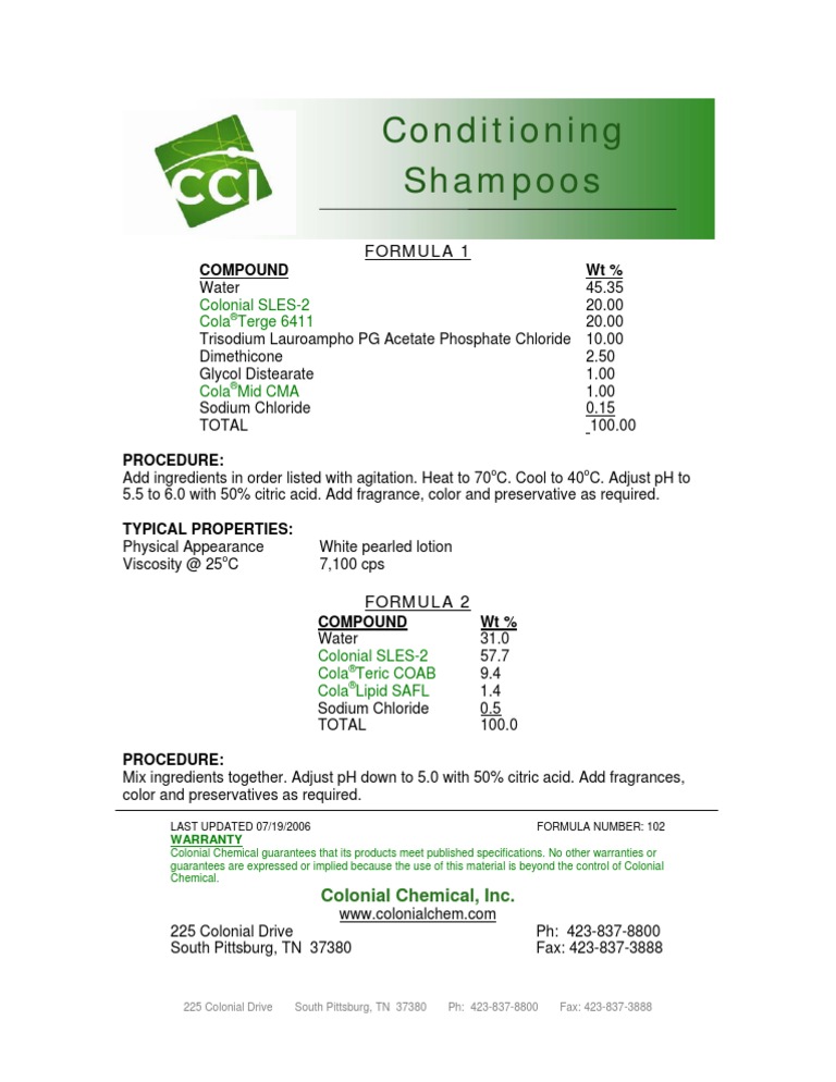 Conditioning Shampoos - 102 | PDF | Shampoo | Materials