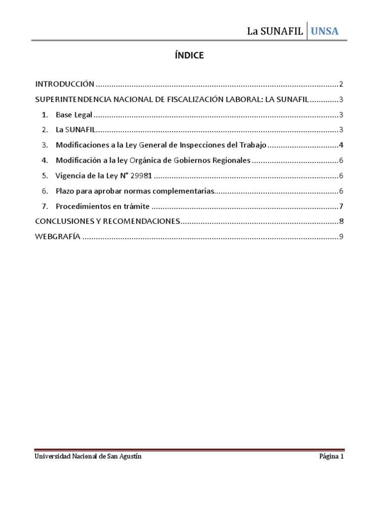 SUNAFIL: Ley N° 29981 y Funciones | PDF | Derecho laboral | Ley estatutaria