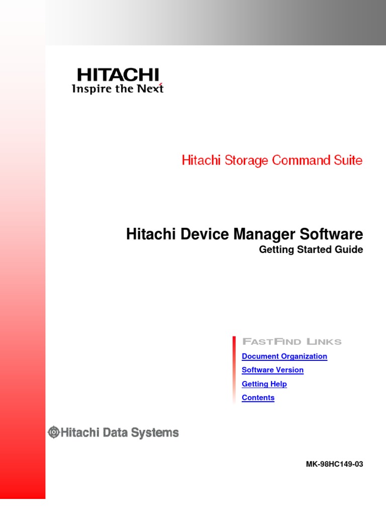 Hitachi® Device Manager Software Getting Started HC1493 Server