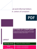 Formal Letter of Complaint