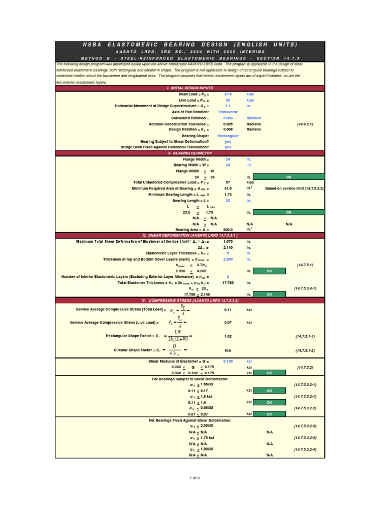 Elastomeric Bearing Design Method B PDF
