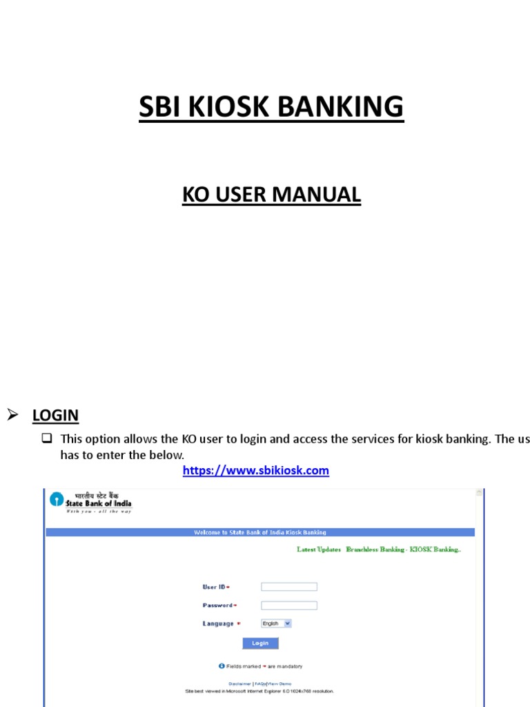 SBI Kiosk User Manual | Download Free PDF | Deposit Account | Identity ...