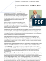 Agência FAPESP - Cidadãos Devem Se Apropriar Da Cultura Científica - , Afirma Professor Espanhol - 01 - 03 - 2013