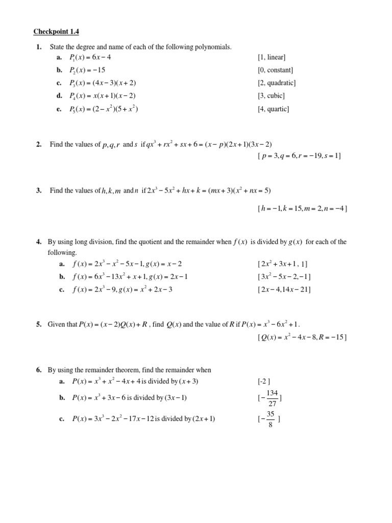 Checkpoint 1.4 | PDF | Abstract Algebra | Computational Science