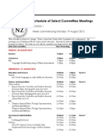 New Zealand Select Committee Meetings August 19, 2013