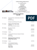 Schedule of Services-June, 2009