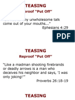 Reproof "Put Off": "Do Not Let Any Unwholesome Talk Come Out of Your Mouths... " Ephesians 4:29