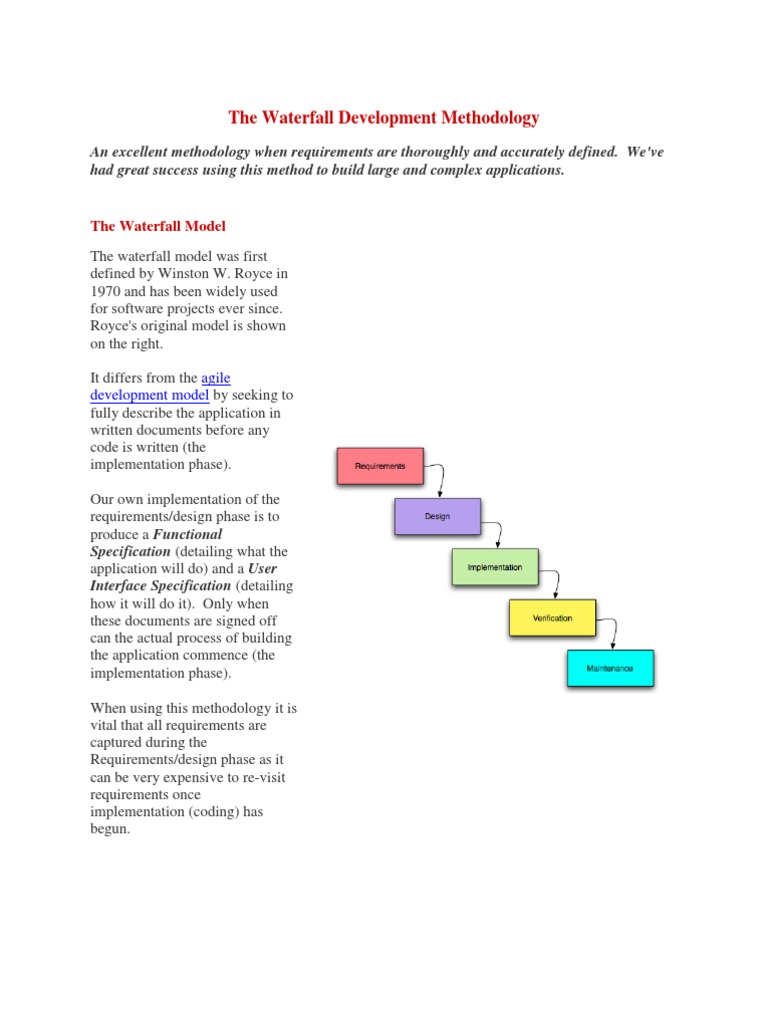 Waterfall Model Implementation Overview | PDF | Software Development ...