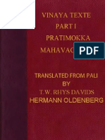 Rhys Davids Thomas William Oldenberg Hermann Tr Vinaya Texts Part I 444p