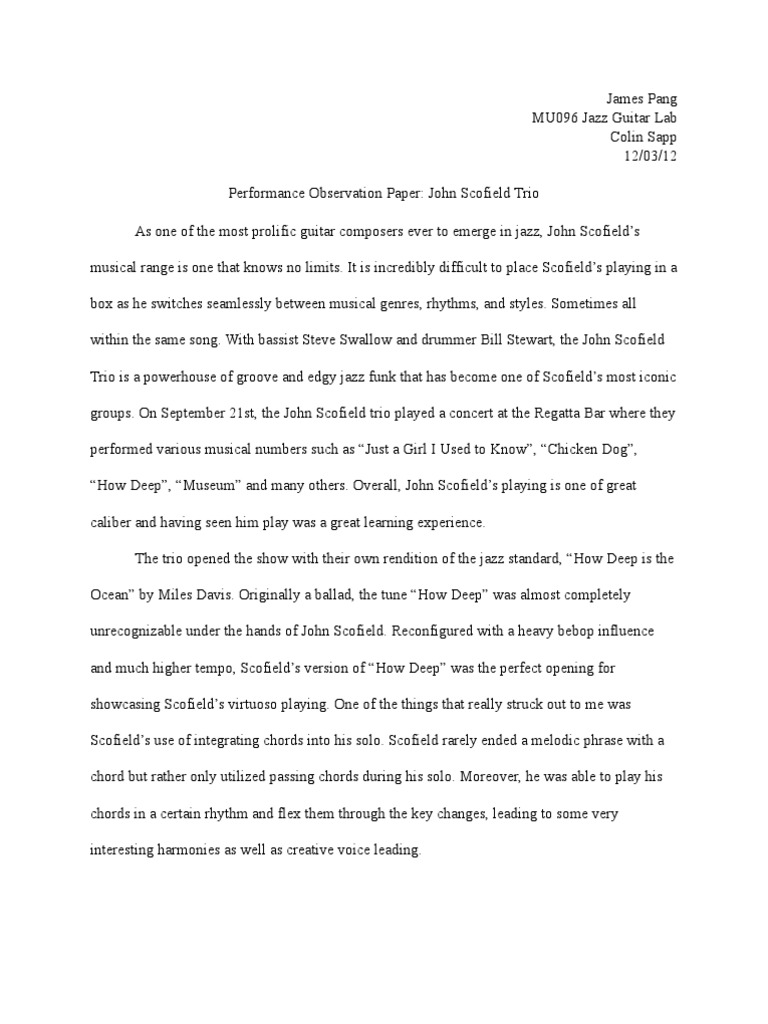 Performance Observation Paper | PDF
