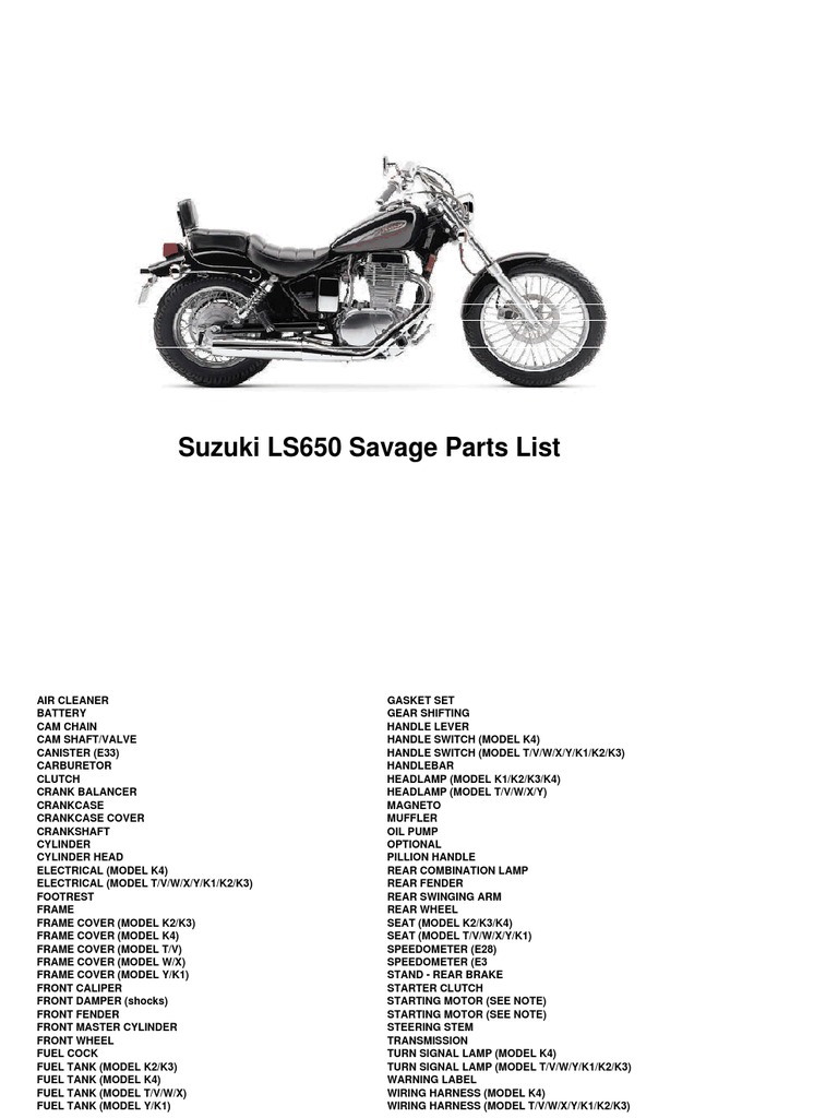 SUZUKIサベージ650 サービスガイド　パーツカタログ Suzuki LS650 Savage Parts Overview | PDF | Screw | Washer (Hardware)