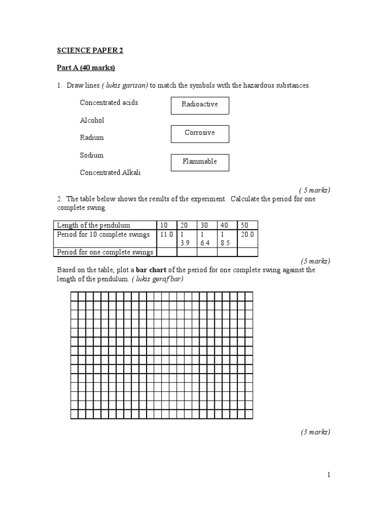 Science Form 1 Model Question Cell Biology Physical Sciences
