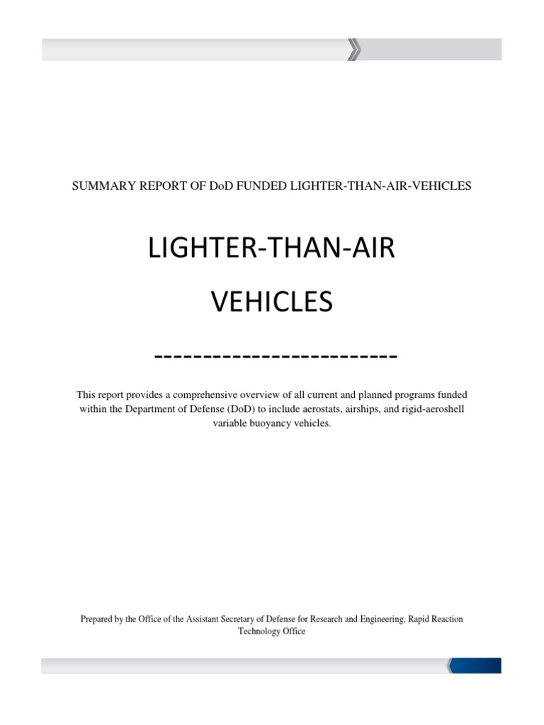 Final LTA Report | PDF | Airship | Vehicle Operation