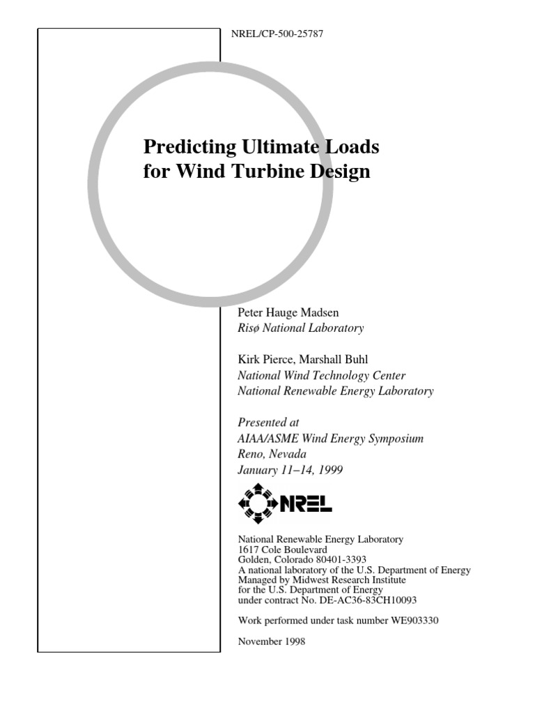 Predicting Ultimate Loads For Wind Turbine Design | PDF | Science ...