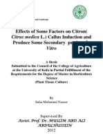 Effects of Some Factors on Citron( Citrus Medica L.) Callus Induction and Produce Some Secondary Product in Vitro