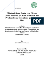 Effects of Some Factors On Citron (Citrus Medica L.) Callus Induction and Produce Some Secondary Product in Vitro