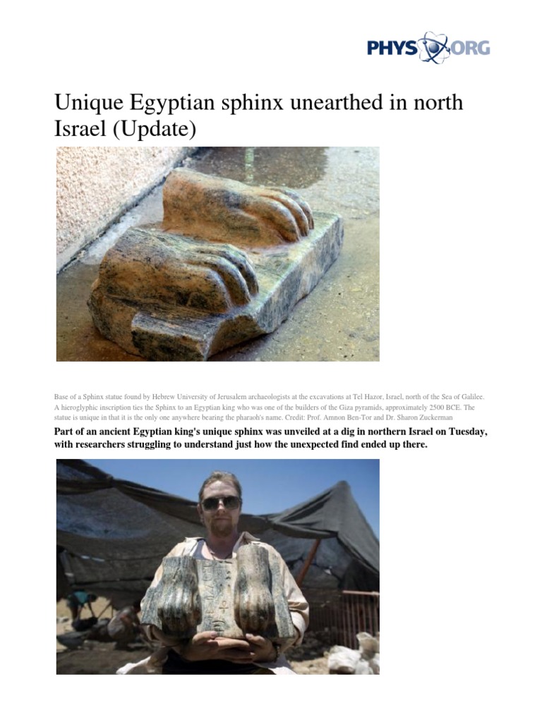 2013 07 Archaeological Tel Hazor Sphinx Fragment | PDF | Canaan ...