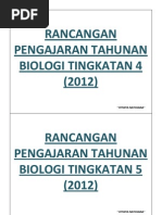 Rancangan Pengajaran Tahunan Biologi Tingkatan 4