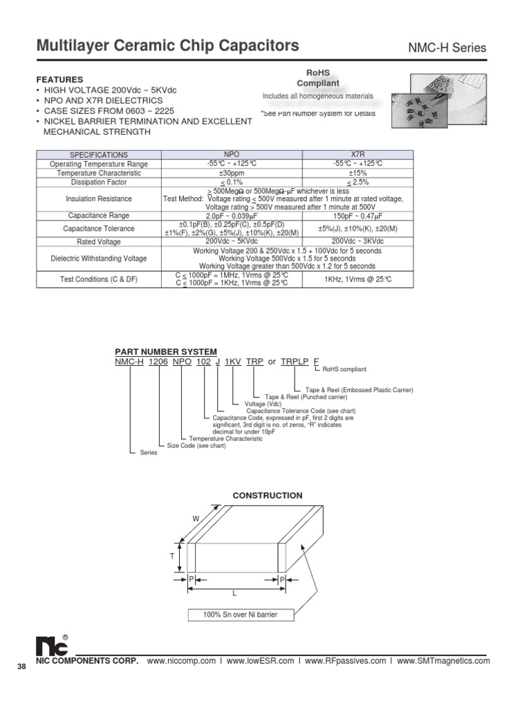 NIC Components NMC High Voltage Series | PDF | Capacitor | Electrical ...
