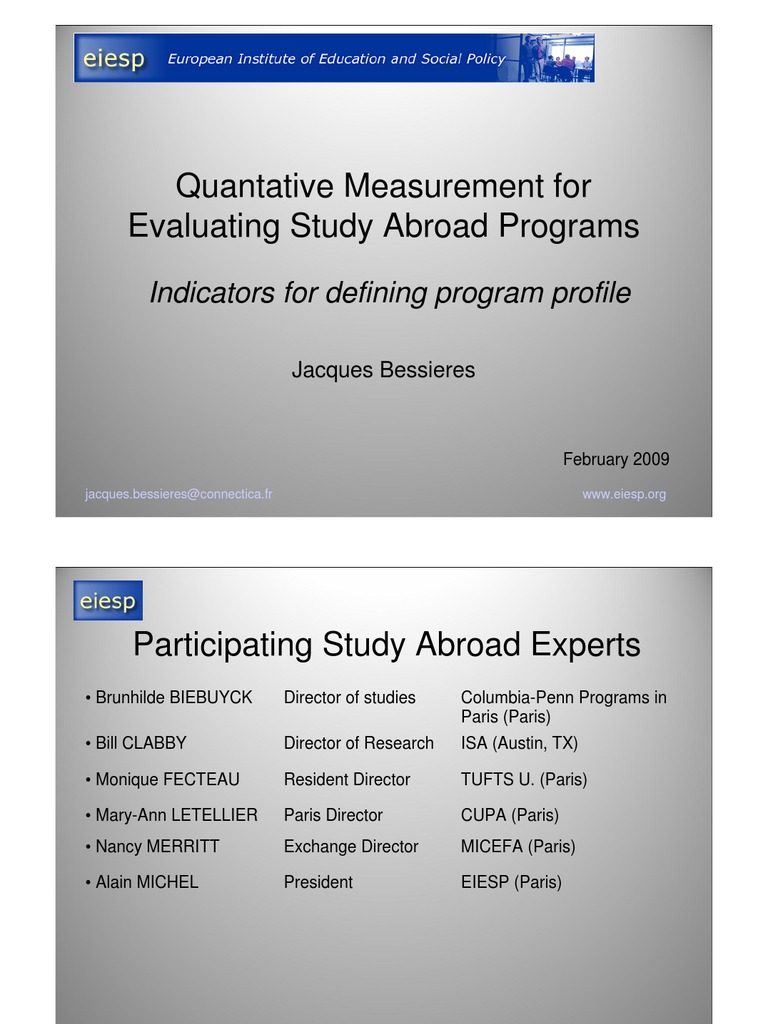 Evaluating Study Abroad Programs Metrics | PDF | International Student ...