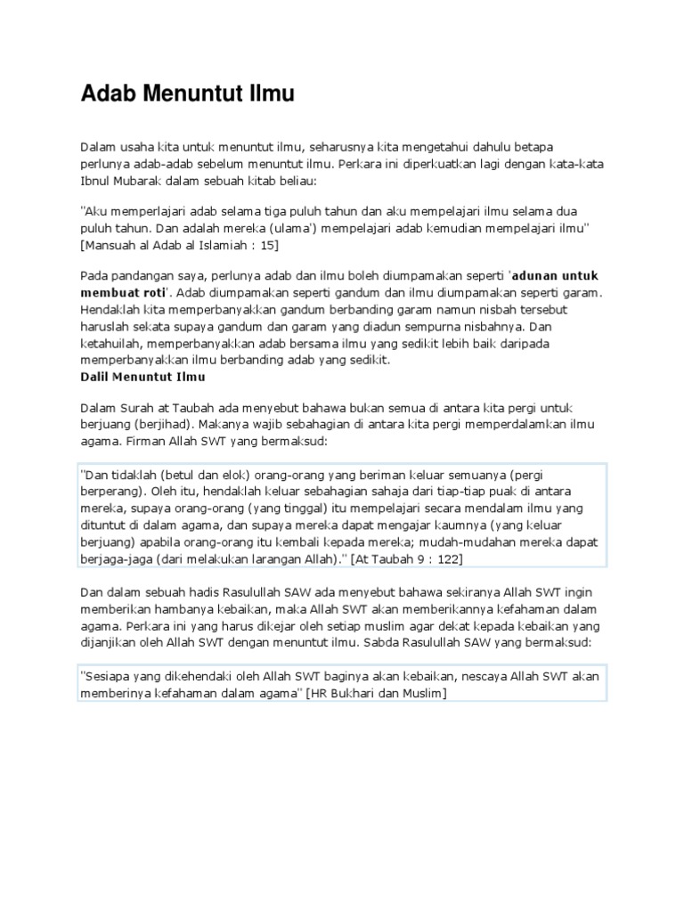 Adab Menuntut Ilmu Pdf