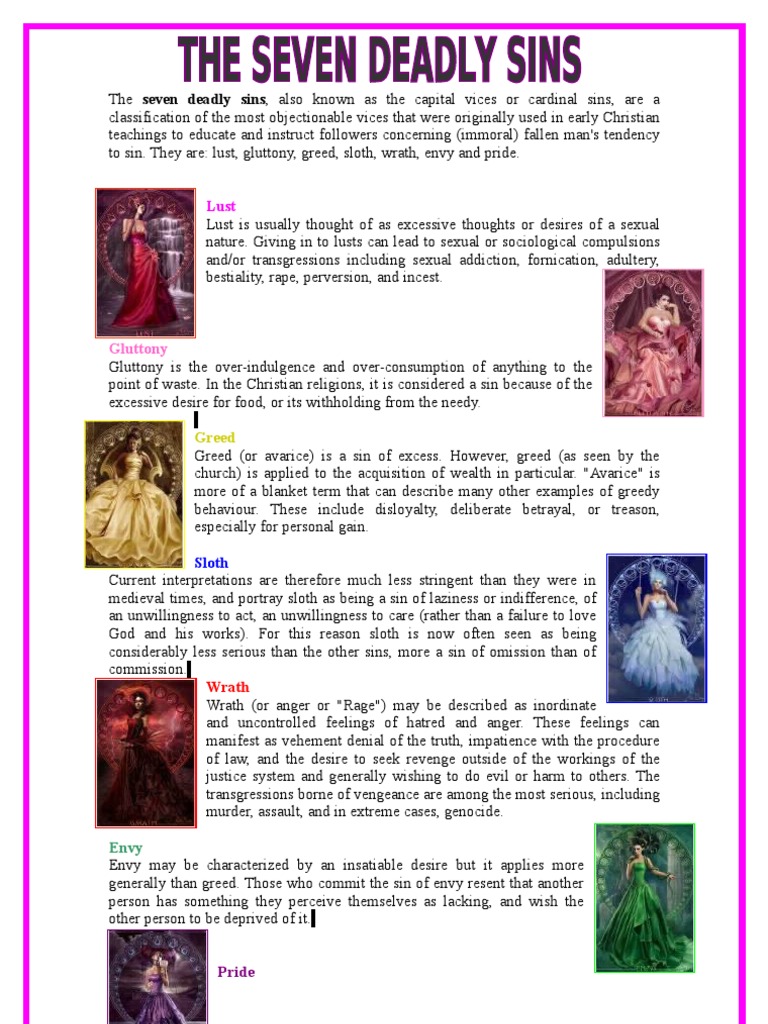 The Seven Deadly Sins Seven Deadly Sins Religious Law
