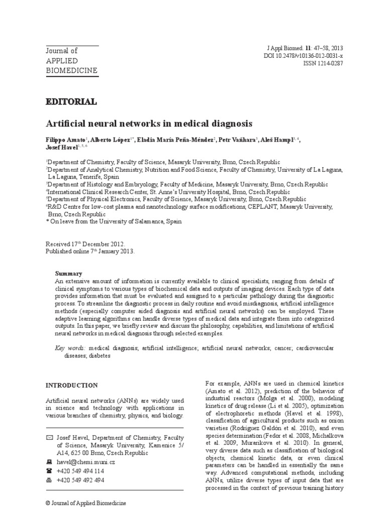 Neural Networks in Medical Diagnosis | PDF | Medical Diagnosis ...