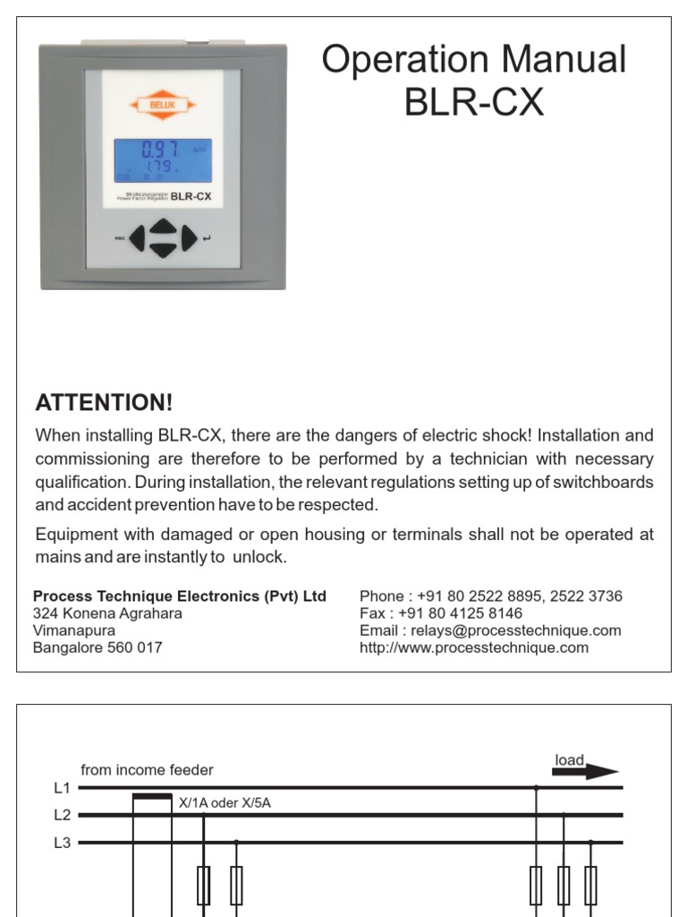 BLR-CX Power Factor Controller Manual | PDF | Capacitor | Fuse (Electrical)