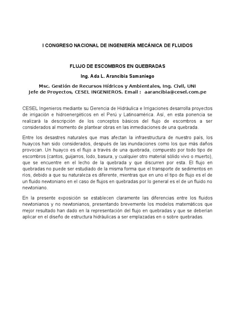Flujo de Escombros en Quebradas | PDF | Ciencias sociales | Ciencia y ...
