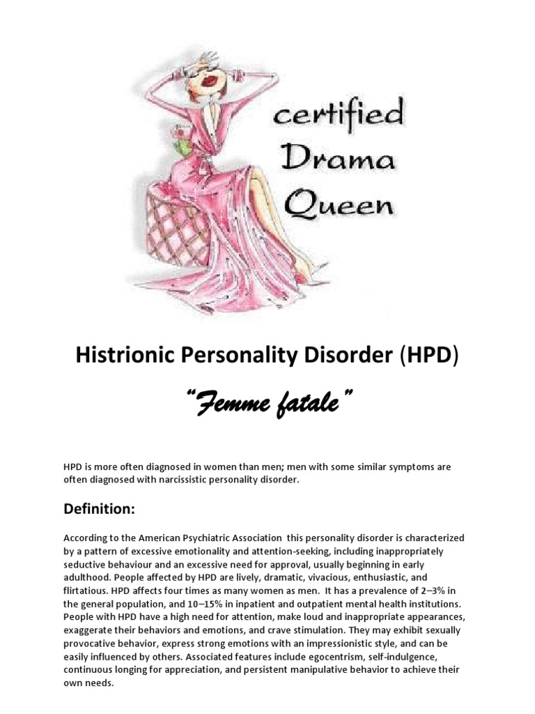 Histrionic Personality Disorder | PDF | Personality Disorder | Medical ...