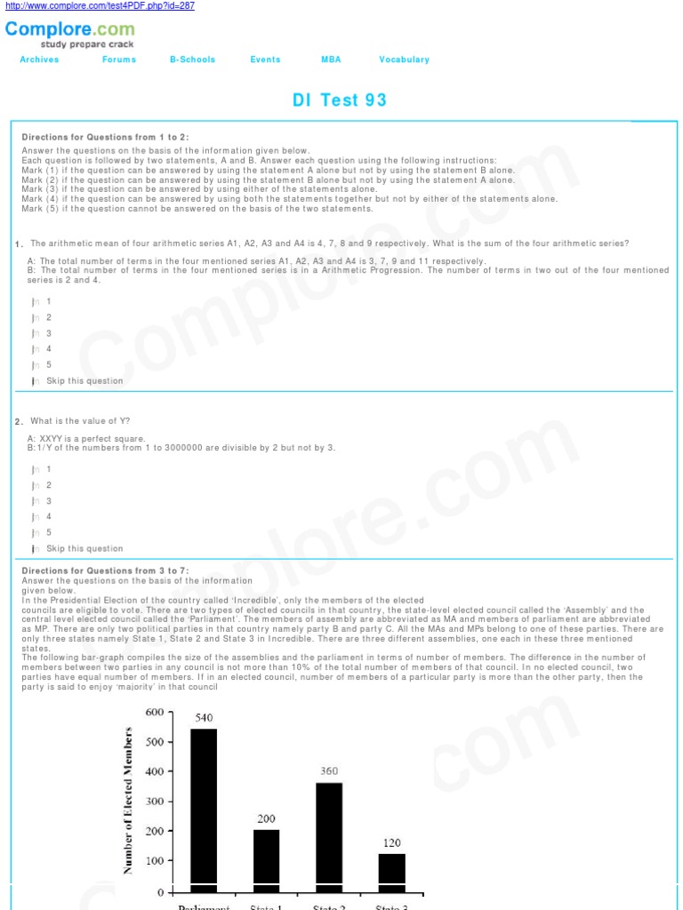 DI Test 93: Directions For Questions From 1 To 2 | PDF | Politics ...