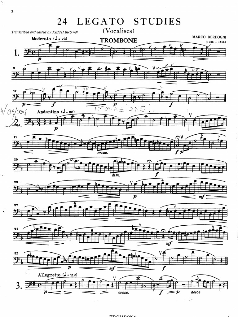 Bordogni 24 Legato Studies (Trombone) PDF