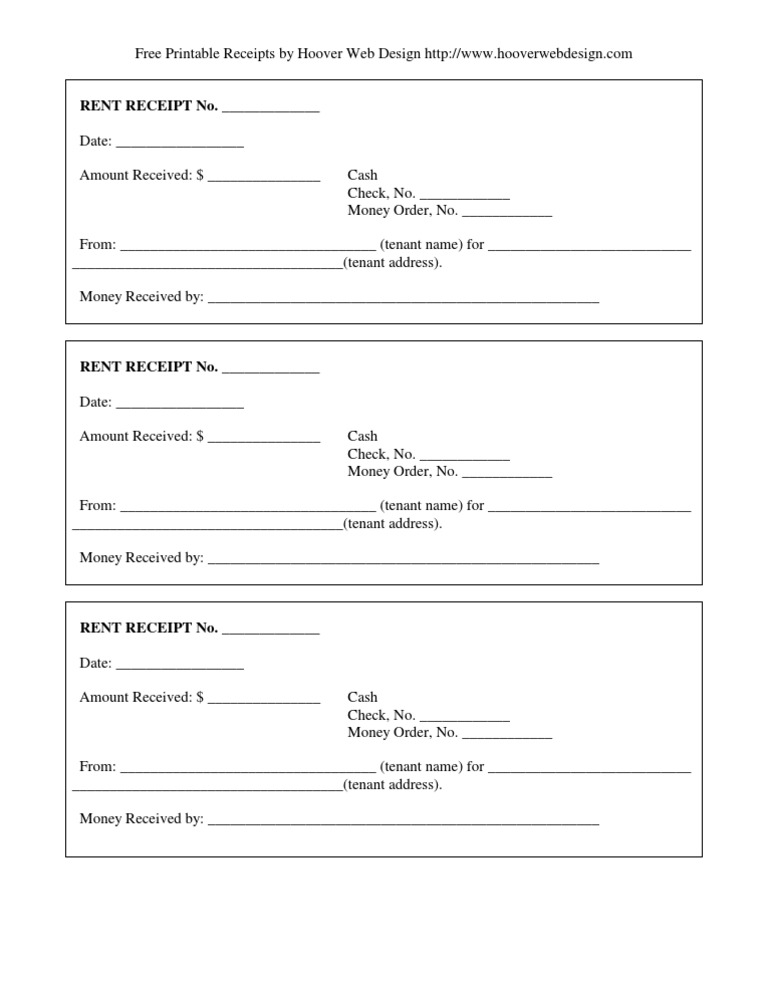 Free Printable Rent Receipt Template | PDF