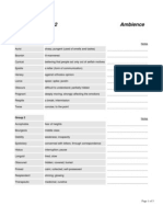 Vocabulary List 2 Ambience