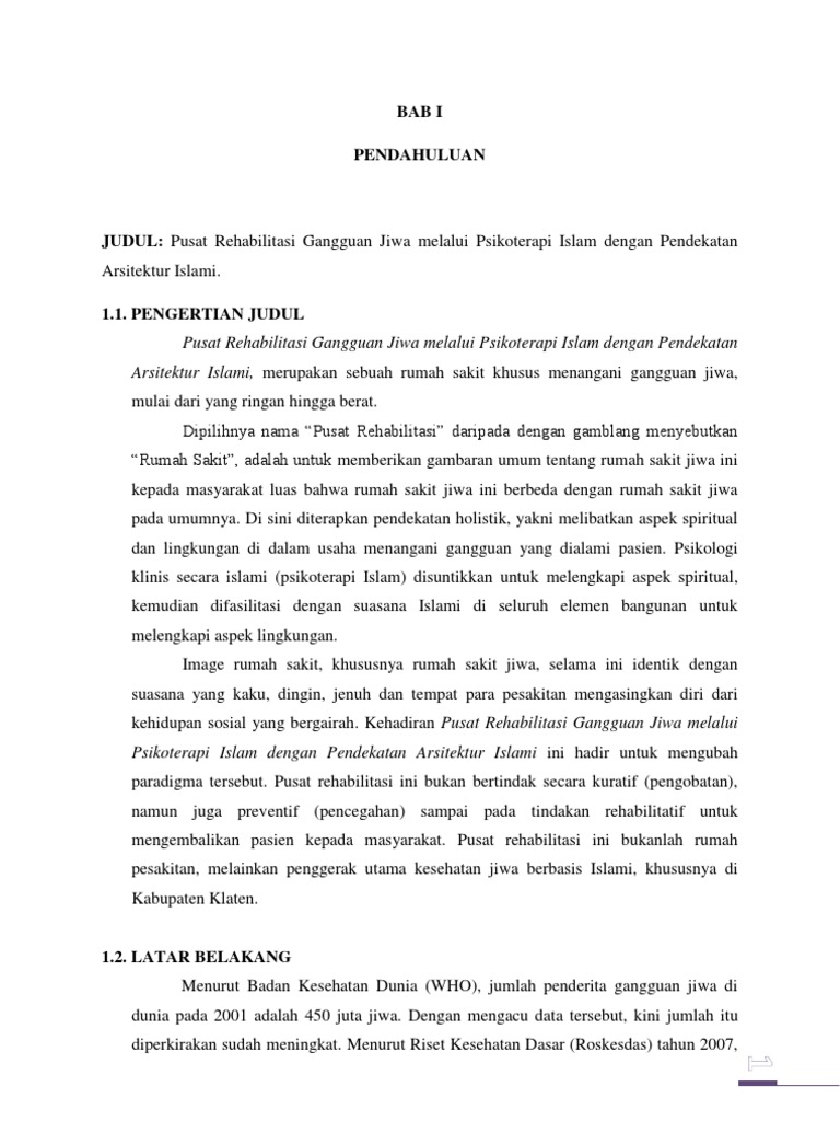 BAB I Rumah  Sakit  Jiwa  di  Semarang  dengan Konsep Healing 