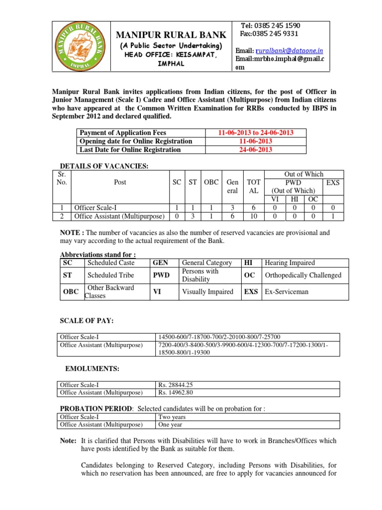 Manipur Rural Bank Recruitment 2013 | PDF | Magistrate | Test (Assessment)