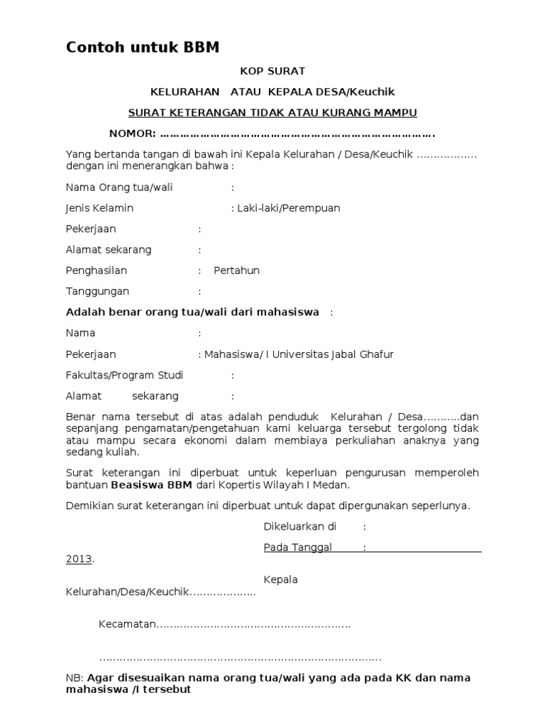 Contoh Surat Persetujuan Orang Tua Untuk Beasiswa ...