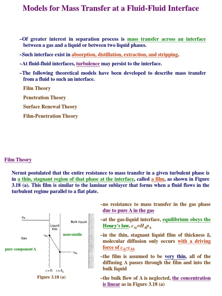 Mass Transfer Models at Fluid Interfaces | PDF | Science & Mathematics