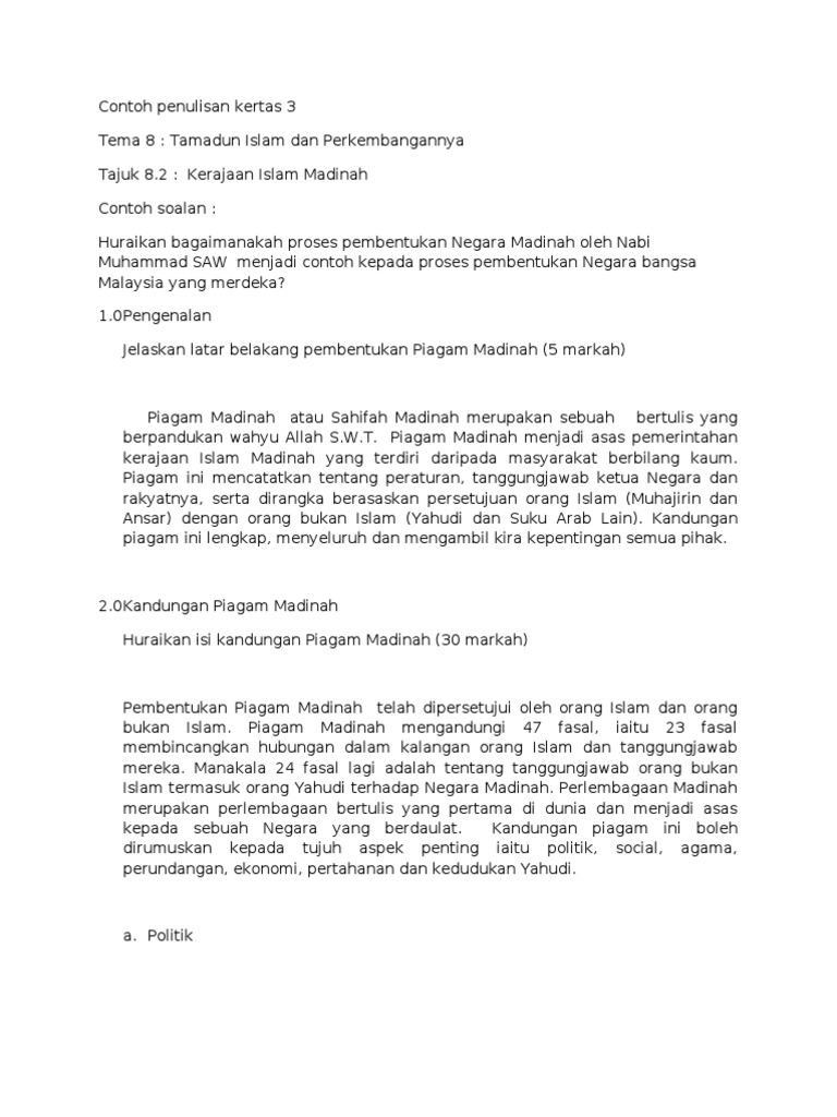 Contoh Soalan Kbat Sejarah Tingkatan 4 Bab 8 Kertas 3 