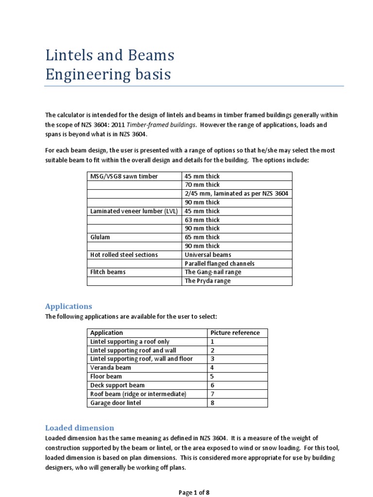 Engineering Basis 15 June 2012 1 Beam Structure Lumber