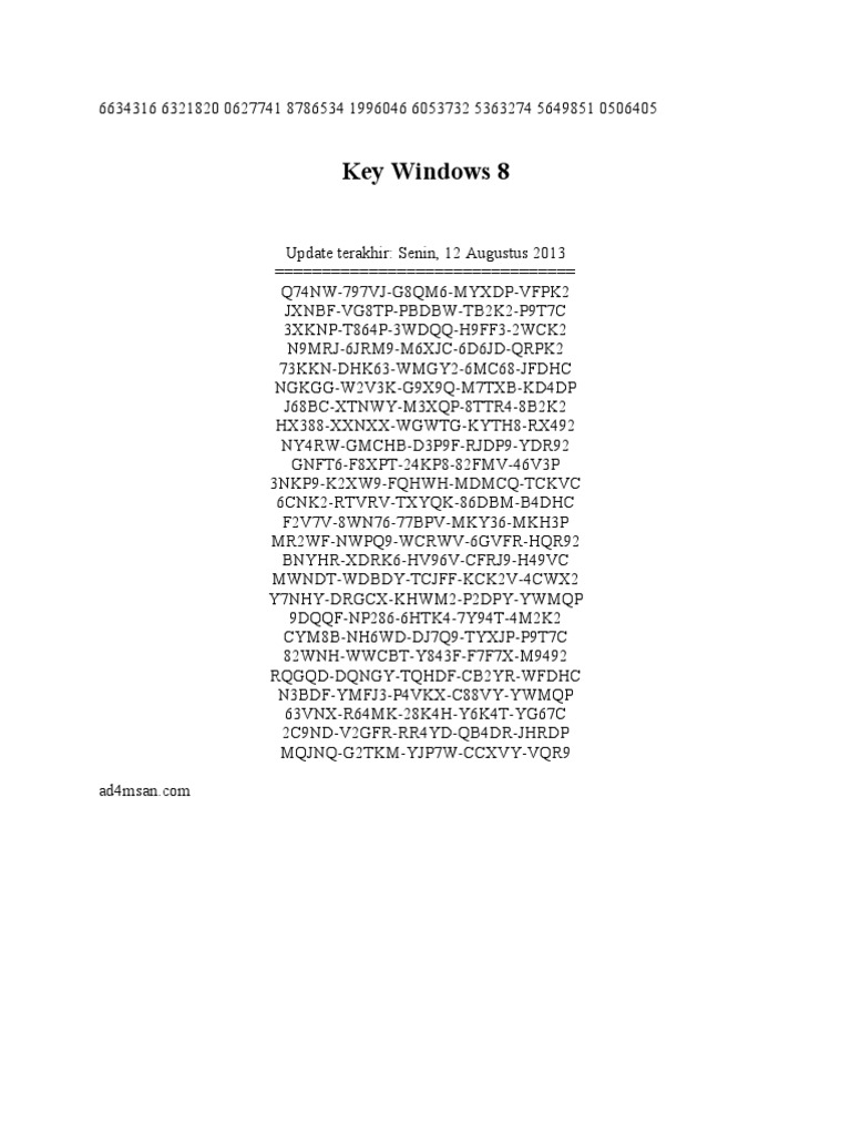 Windows 8 Activation Keys | PDF
