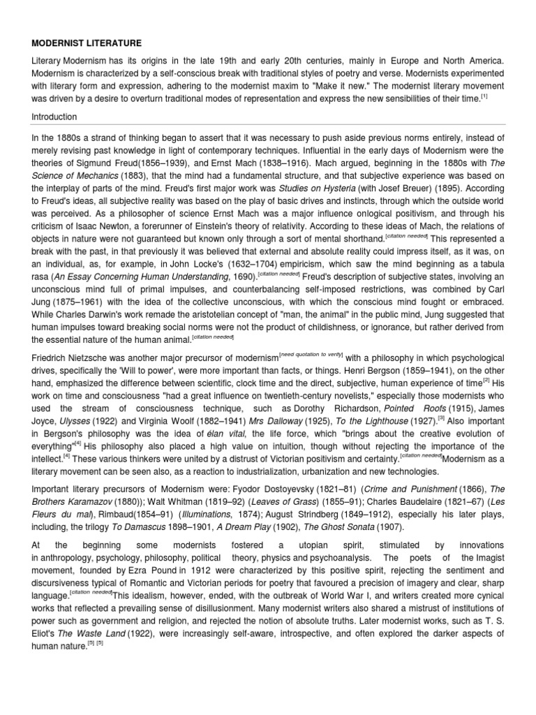 Modernist Literature PDF Literary Modernism Poetry