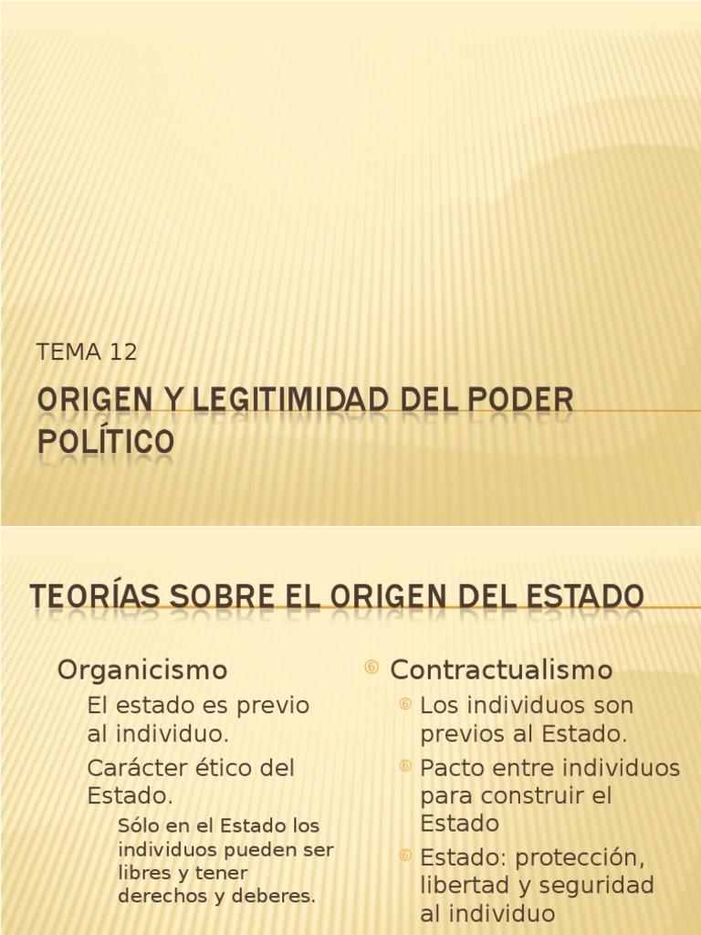 ORIGEN Y LEGITIMIDAD DEL PODER POLÍTICO Contrato social