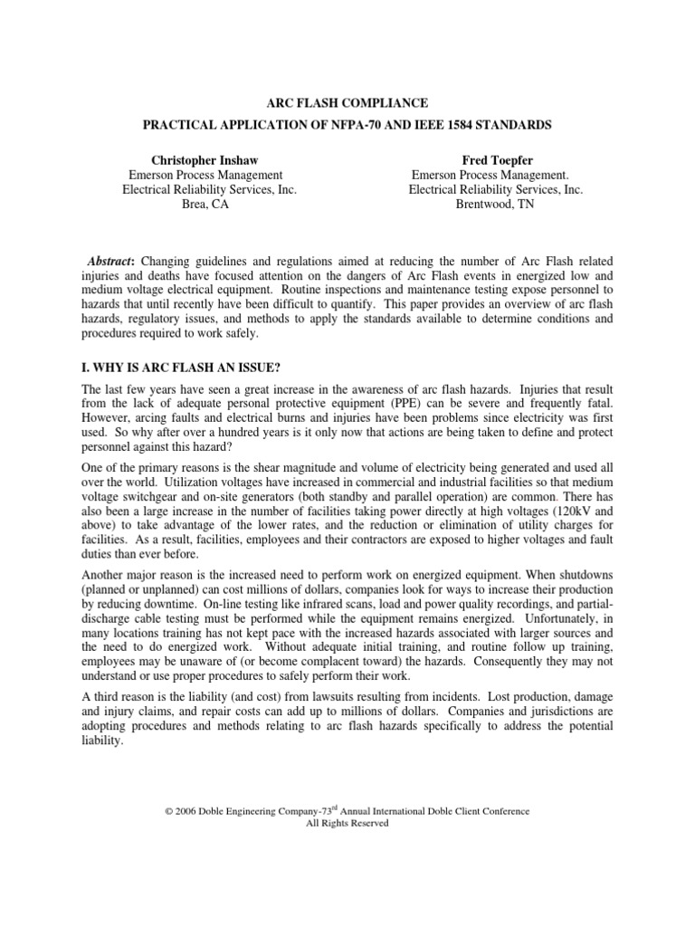 White Paper Arc Flash Compliance PDF | PDF | Electrical Substation ...