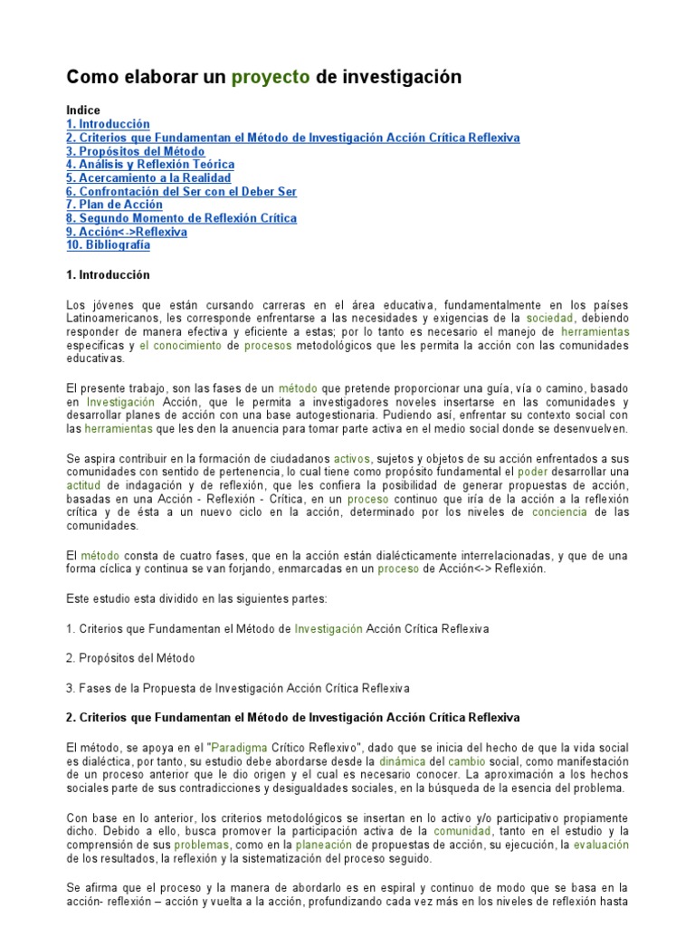 Como Elaborar Un Proyecto de Investigación | PDF | Comunidad | Conocimiento