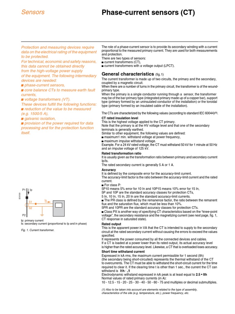 Phase-Current Sensors (CT) | PDF | Transformer | Power (Physics)