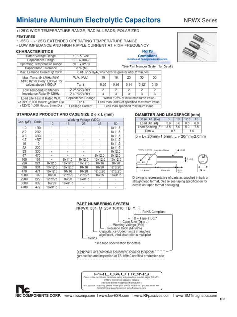 NRWX Series Miniature Capacitors | PDF | Capacitor | Components