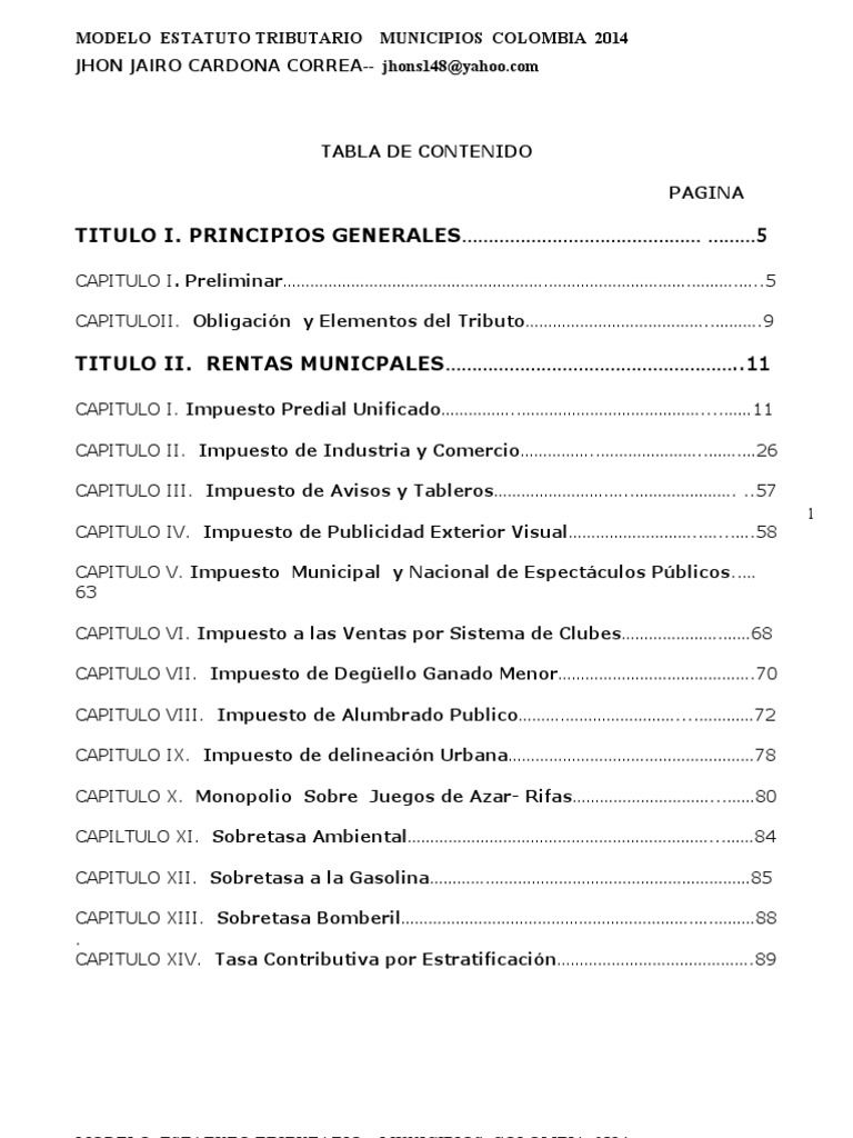 ESTATUTO TRIBUTARIO Municipios Colombia PDF Impuestos Justicia